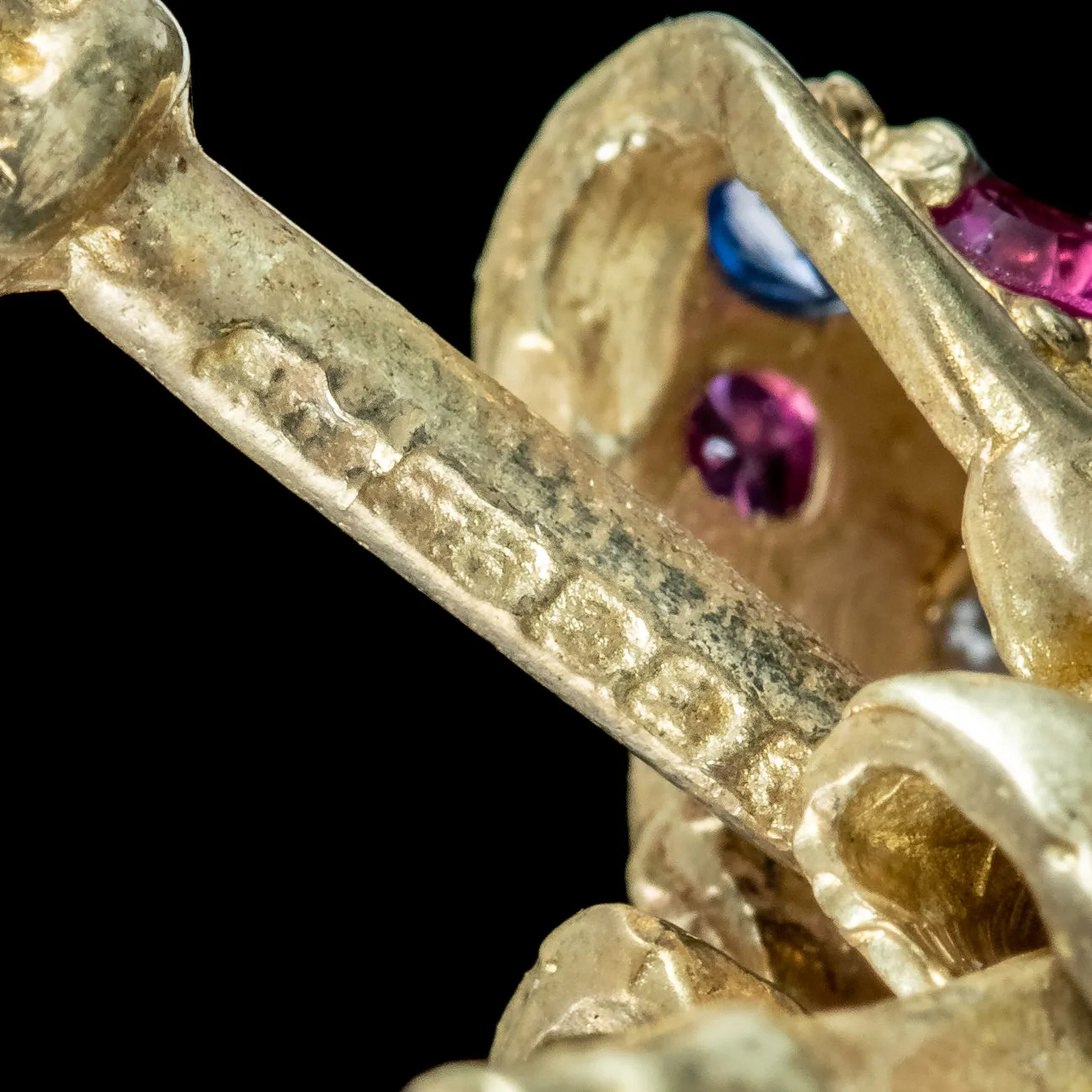 Witch On Broomstick Pendant 9ct Gold Diamond Ruby Sapphire